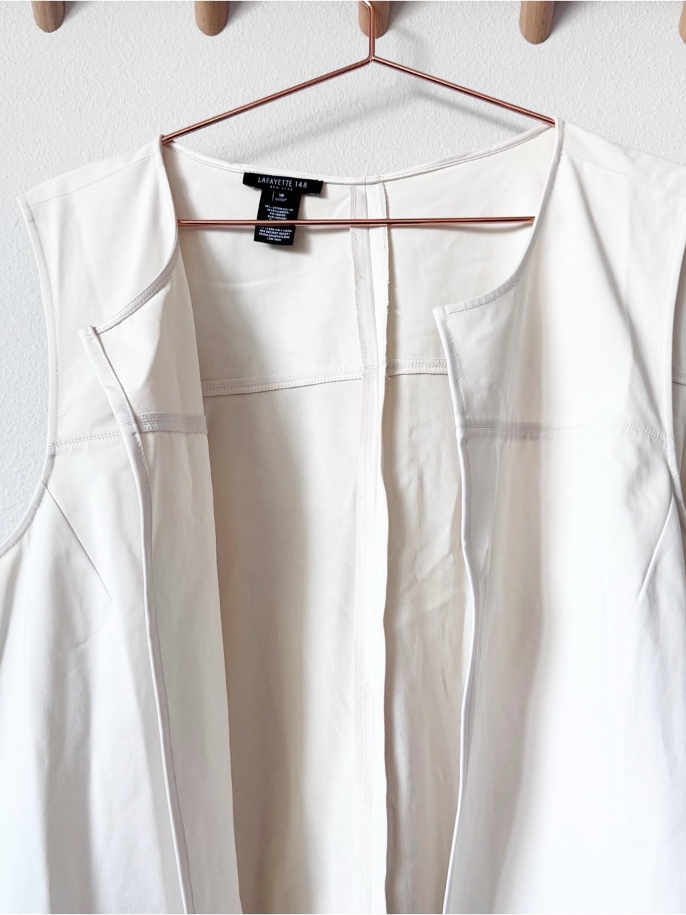 Lafayette 148 New York Cream Open Front Side Lace Vest - Picture 2 of 9